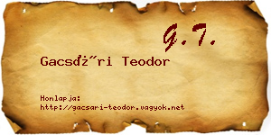 Gacsári Teodor névjegykártya